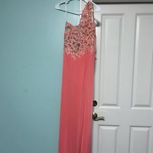 Alyce salmon / coral Gown w/slit